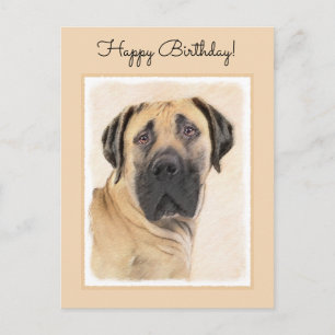 Postal Pintura de Boerboel - Arte Perro Original Cuto