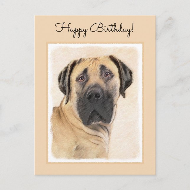 Postal Pintura de Boerboel - Arte Perro Original Cuto (Anverso)
