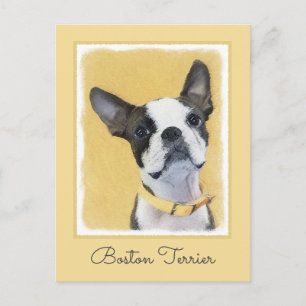 Postal Pintura de Boston Terrier - Arte de Perro Original