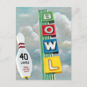 Postal Pintura de Bowling Alley