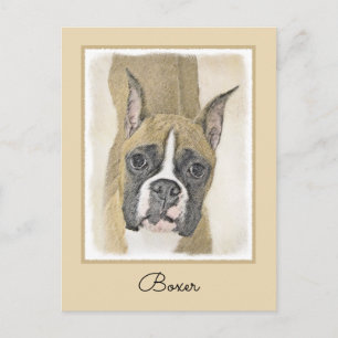Postal Pintura De Boxer - Arte De Perro Original Cuto
