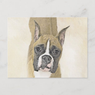 Postal Pintura De Boxer - Arte De Perro Original Cuto