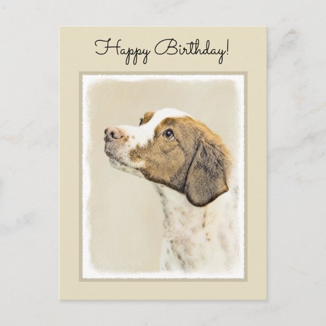 Postal Pintura de Bretaña - Arte de perros original y bon (Anverso)