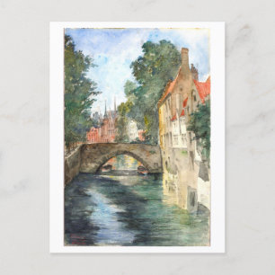 Postal Pintura de Brujas, Bélgica,