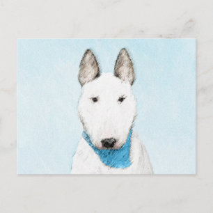 Postal Pintura de Bull Terrier - Arte de Perro Original.