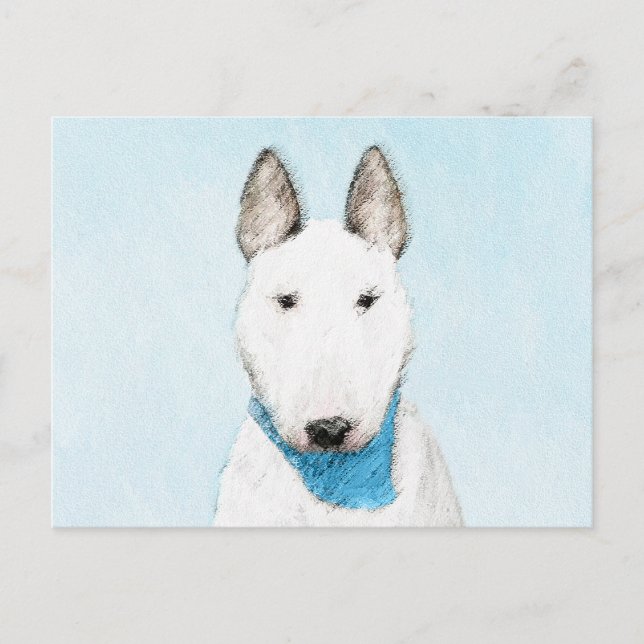 Postal Pintura de Bull Terrier - Arte de Perro Original. (Anverso)