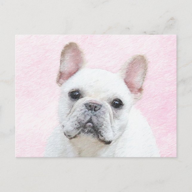 Postal Pintura de Bulldog francés (crema/blanco) - Arte d (Anverso)