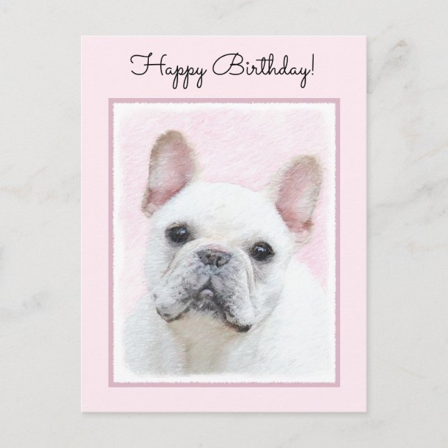 Postal Pintura de Bulldog francés (crema/blanco) - Arte d (Anverso)