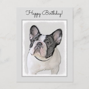 Postal Pintura de Bulldog Francés (Pied Brindle) - Arte d