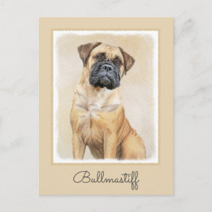 Postal Pintura de Bullmastiff - Arte de Perro Original.
