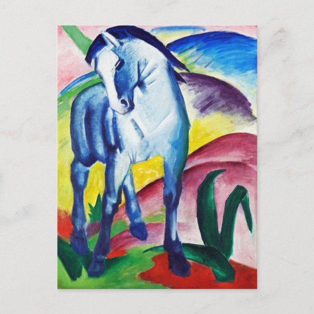 Postal Pintura de caballo azul de Franz Marc (Anverso)