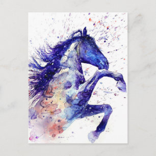 Postal Pintura de caballo con acuarela impresionante