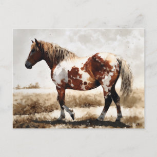 Postal Pintura de caballo Mustang