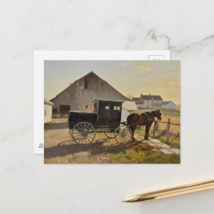 Postal Pintura de caballo y buggy Amish
