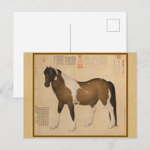 Postal Pintura de Caballo Zen Rústico - Tonos Neutros Ter