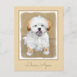 Postal Pintura de cachorro de Aprenta Lhasa - Arte de Per