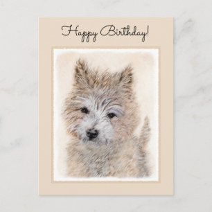 Postal Pintura de Cachorro de Cairn Terrier - Arte Perro 