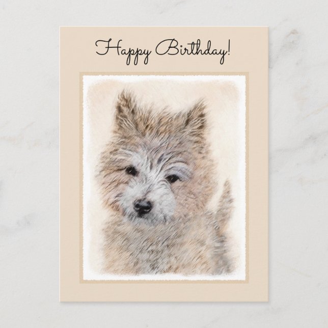 Postal Pintura de Cachorro de Cairn Terrier - Arte Perro  (Anverso)