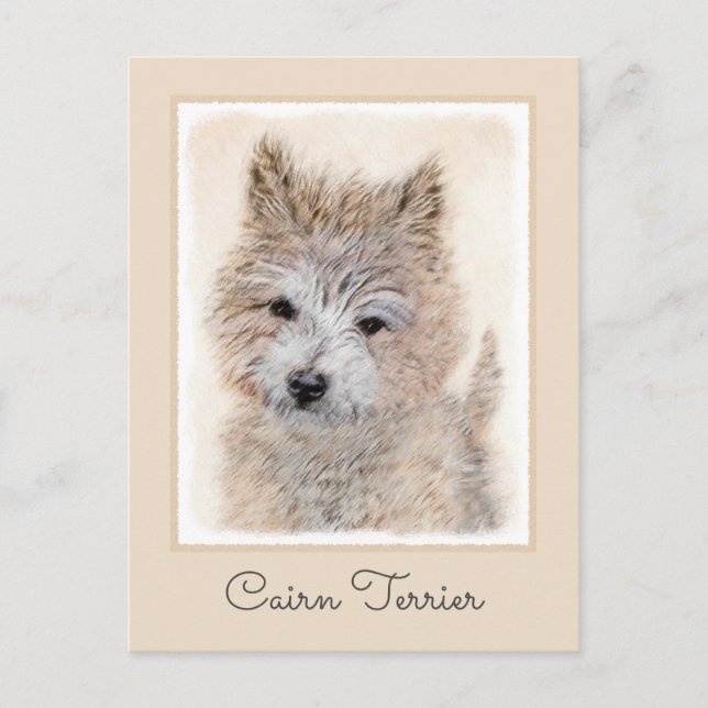 Postal Pintura de Cachorro de Cairn Terrier - Arte Perro  (Anverso)