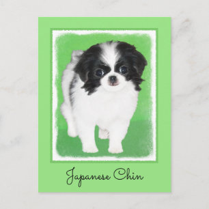 Postal Pintura de cachorro de Chin Japonés - Arte de perr