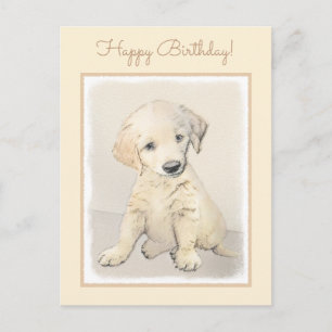 Postal Pintura de cachorro de Golden Retriever - Arte ori