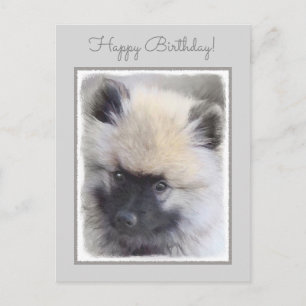 Postal Pintura de cachorro de Keeshond - Arte de perro or