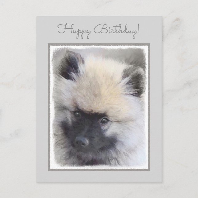 Postal Pintura de cachorro de Keeshond - Arte de perro or (Anverso)