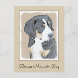 Postal Pintura de cachorro de perro de montaña de Berna -