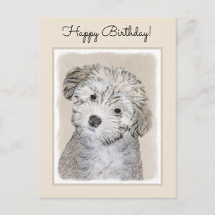 Postal Pintura de cachorro habanesa - Arte de perro origi
