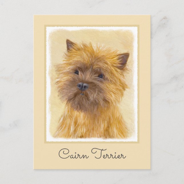 Postal Pintura de Cairn Terrier - Arte Perro Original. (Anverso)