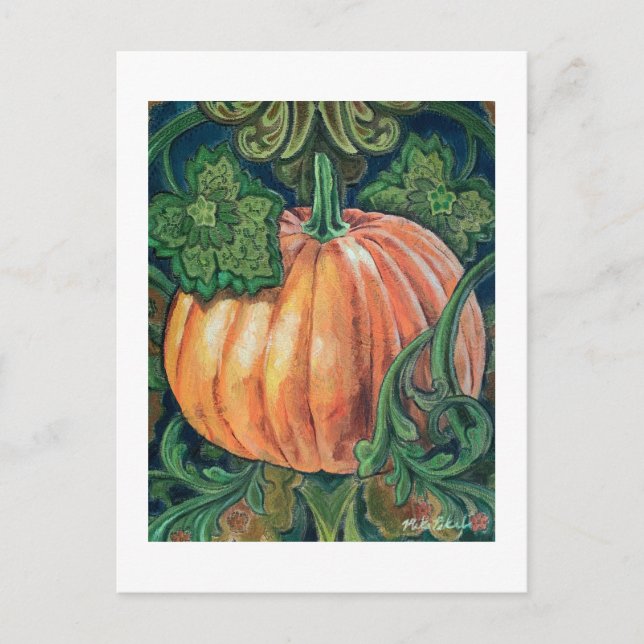 Postal Pintura de calabaza en blanco (Anverso)