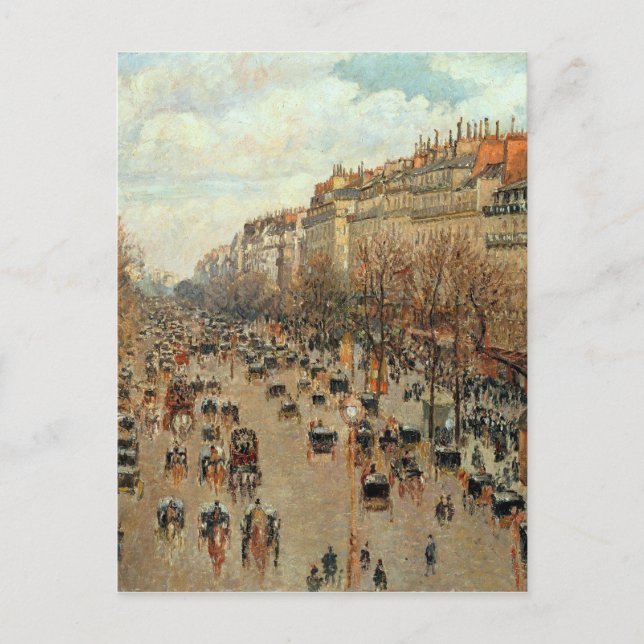 Postal Pintura de Camille Pissarro Boulevard Montmartre (Anverso)