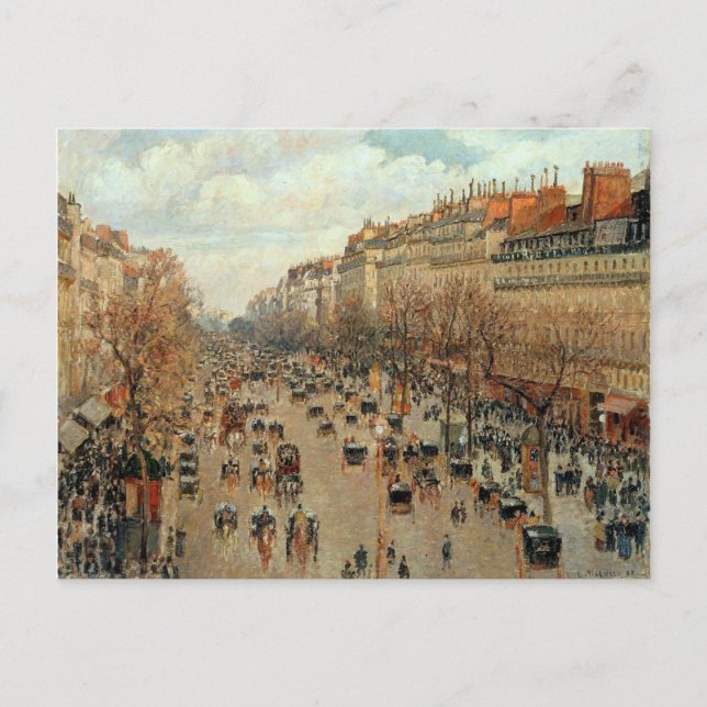 Postal Pintura de Camille Pissarro Boulevard Montmartre (Anverso)