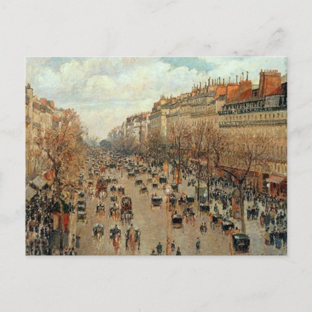 Postal Pintura de Camille Pissarro Boulevard Montmartre (Anverso)