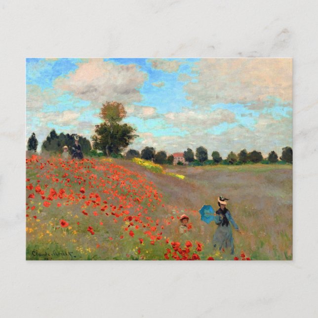 Postal Pintura de campo de adormidera de Claude Monet (18 (Anverso)