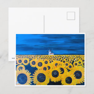 Postal Pintura de campo de girasol por Alfred Fox