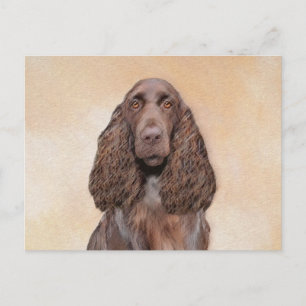 Postal Pintura de campo español - Arte de perro original 