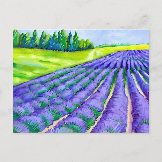 Postal Pintura de campos de lavanda (Anverso)