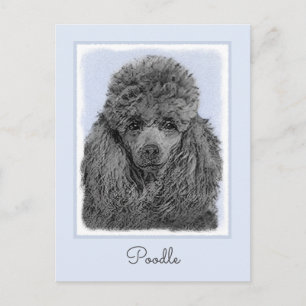 Postal Pintura de Caniche Juguete Enano Negro Arte Origin