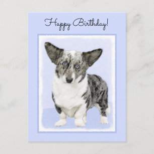 Postal Pintura de Cardigan Welsh Corgi - Arte Perro Origi