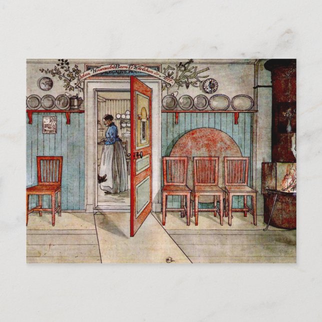 Postal Pintura de Carl Larsson: la vieja Anna (Anverso)