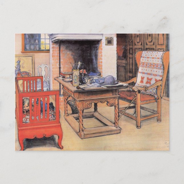 Postal Pintura de Carl Larsson, Peek-a-Boo, (Anverso)