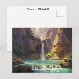 Postal Pintura de cascada Montañas Corriente de agua colo