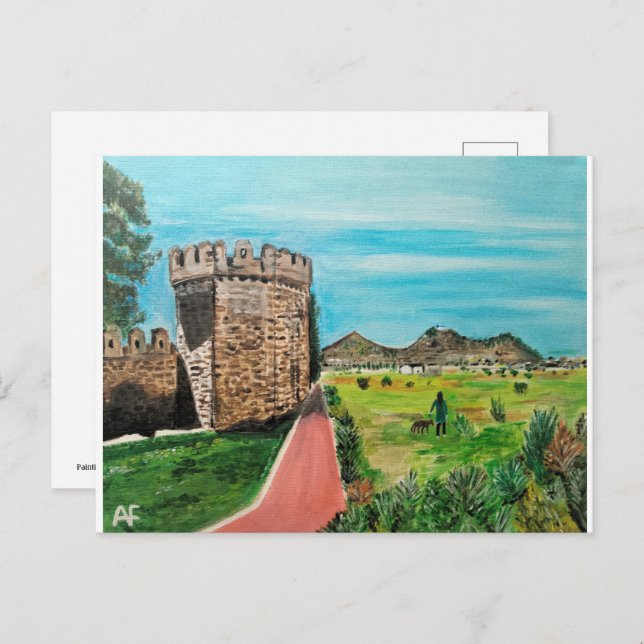 Postal Pintura de Castell de Benisanó por Alfred Fox (Anverso / Reverso)