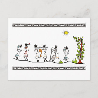 Postal Pintura de caza-pueblos_saura_india_tribal