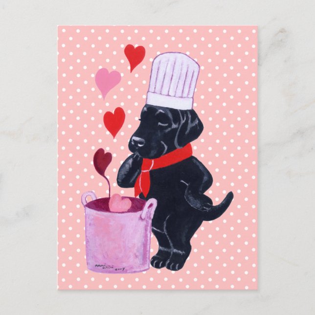 Postal Pintura de chef de Labrador Negro (Anverso)