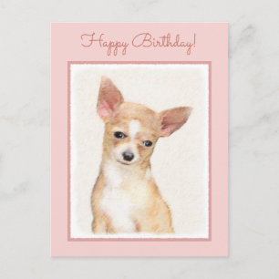 Postal Pintura de Chihuahua - Arte de Perro Original Lind