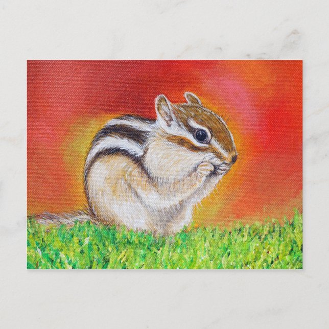 Postal Pintura de Chipmunk (Anverso)