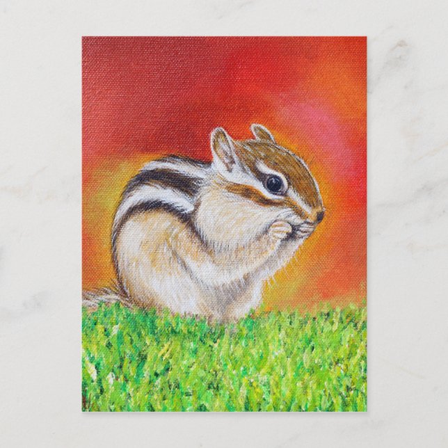 Postal Pintura de Chipmunk (Anverso)