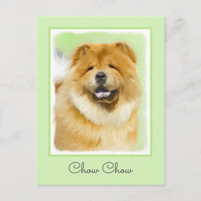 Postal Pintura de Chow Chow - Arte Perro Original. (Anverso)